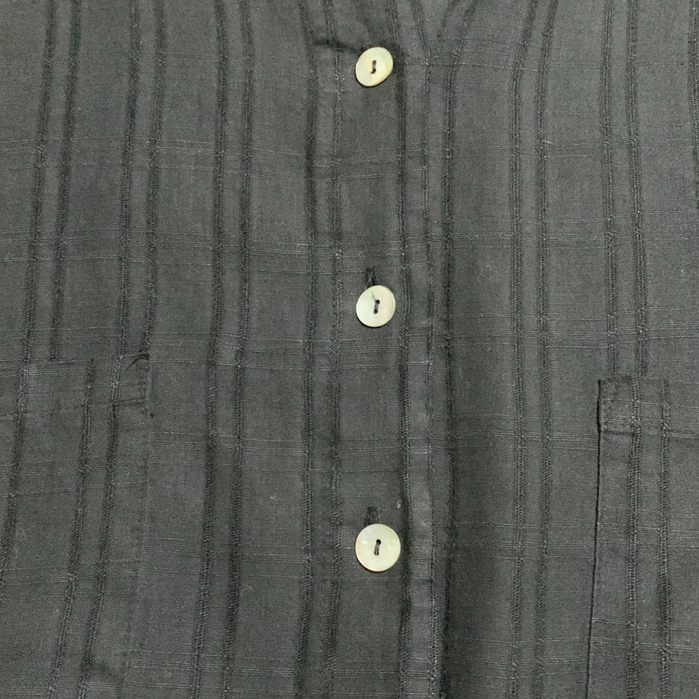 La FIXSUN Women’s 100% Linen Hi-Low Textured Boxy Black Button-Up Shirt USA XL - Picture 6 of 16